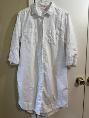 Fresh Produce White Button-Up Shirt Dress XS 100% Cotton Coastal Minimalist